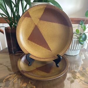 Vintage Set of 2 Iron Mountain Stoneware Roan Mountain Dinner Plates, TN Pottery